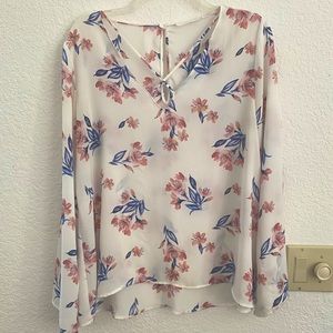 Lush 'All in Favor' Cross Front Floral Blouse